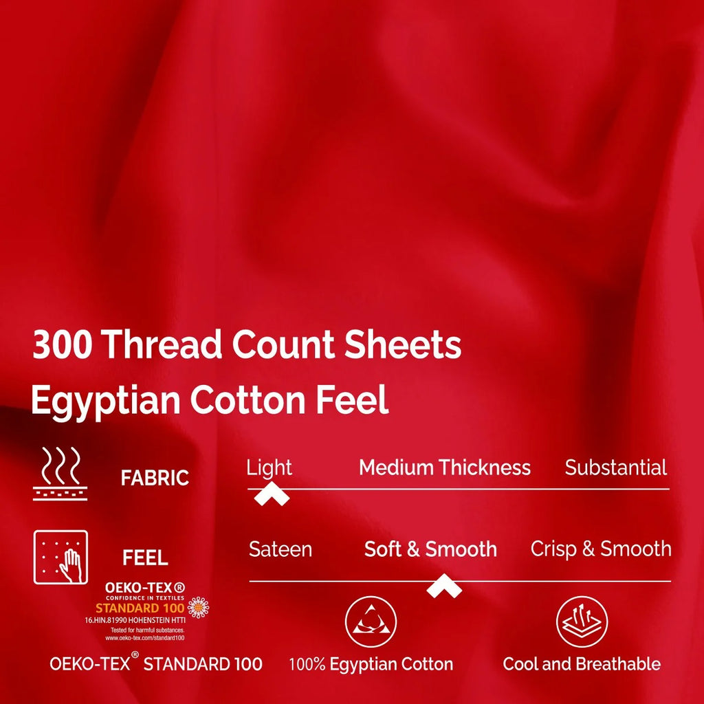 Red 300 TC Egyptian Cotton Sheet Set V973687
