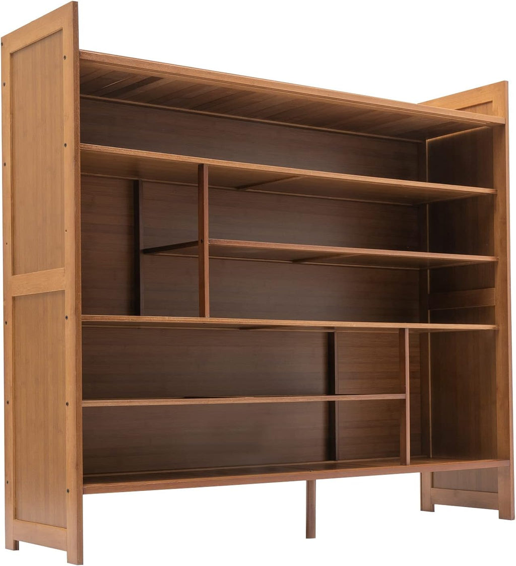 Natural Bamboo 6 Tier Shoe Cabinet with Grid Doors C741