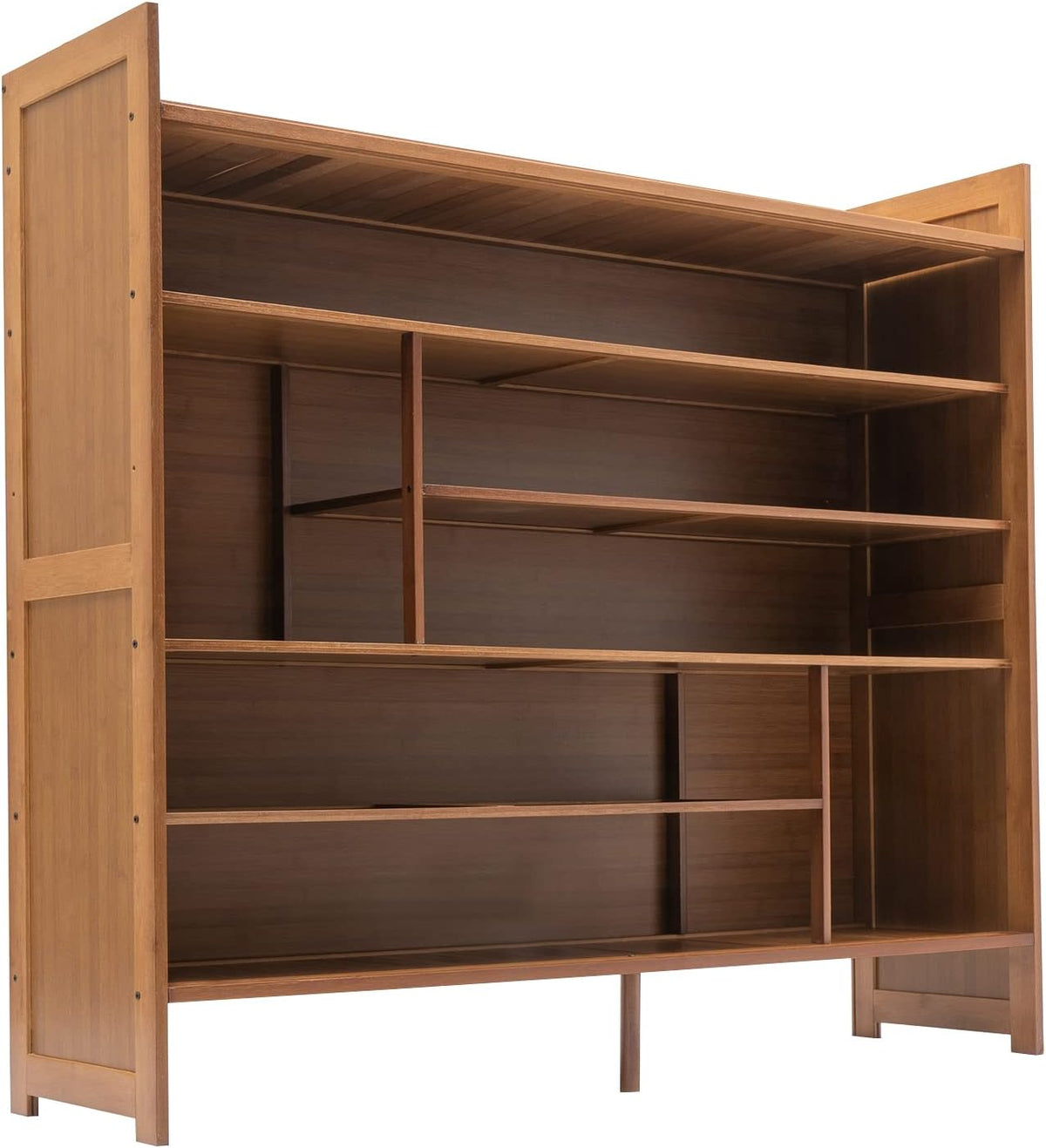 Natural Bamboo 6 Tier Shoe Cabinet with Grid Doors C741