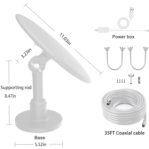 Outdoor TV Antenna, 720° Long Range Omni Directional Reception Digital HD Antenna with Super Signal Booster, 35ft HDTV Cable B62048