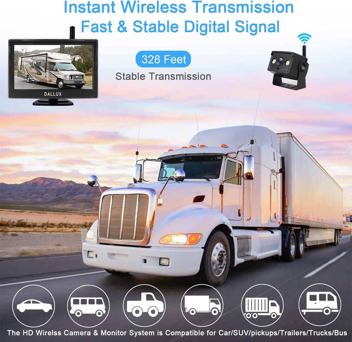 5 Inch Monitor 1080P Front/Rear View Adjustable Camera Pack of 2 V49873