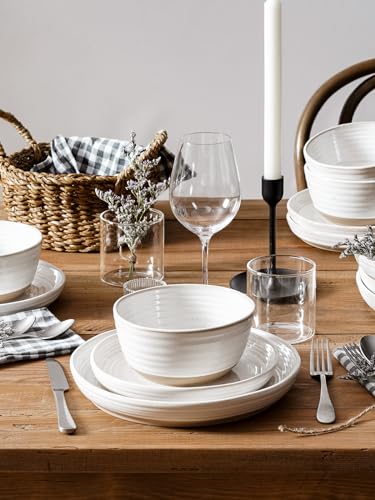 16 Piece Stoneware Dinnerware Set, Arctic White L34137