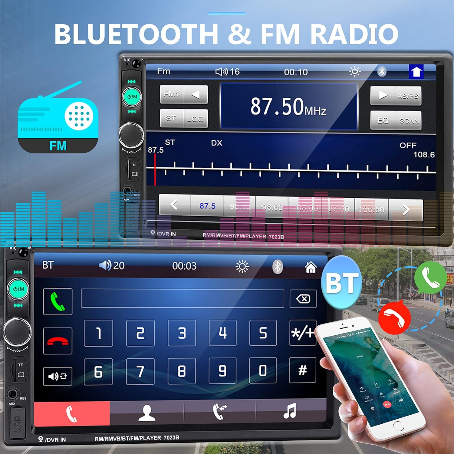 2 Din 7 Inch Touch Screen Car Stereo with Bluetooth G78051