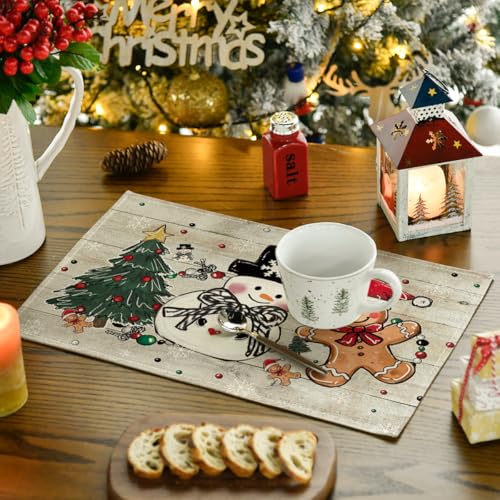 Set of 4 12x18 Inch Christmas Placemats L39290