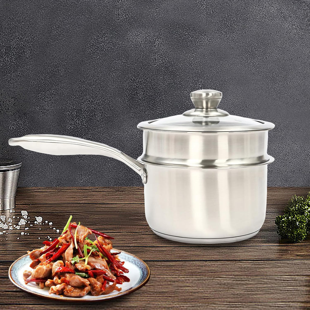 2-Layer Stainless Steel Steamer Pot with Transparent Lid F85972