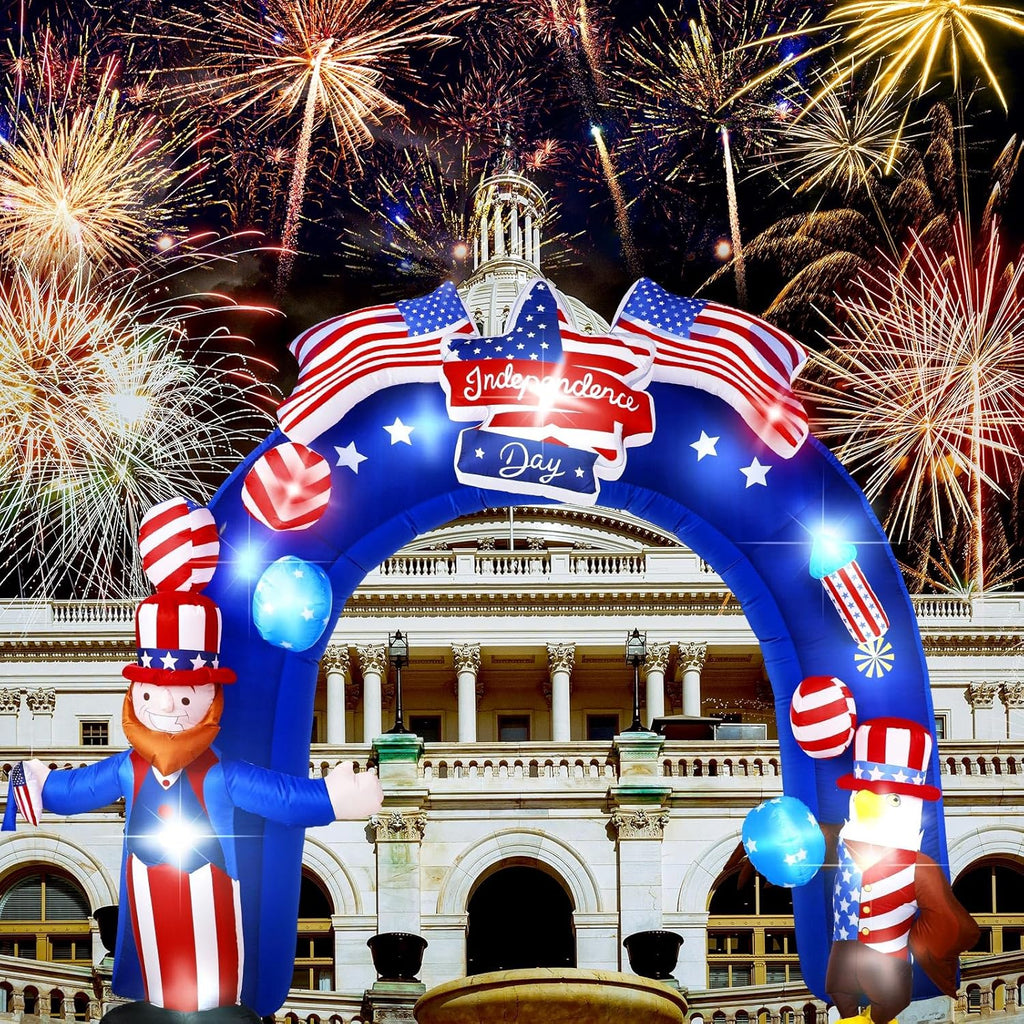 8Ft Inflatable Arch American Flag Patriotic Outdoor Decor R9411