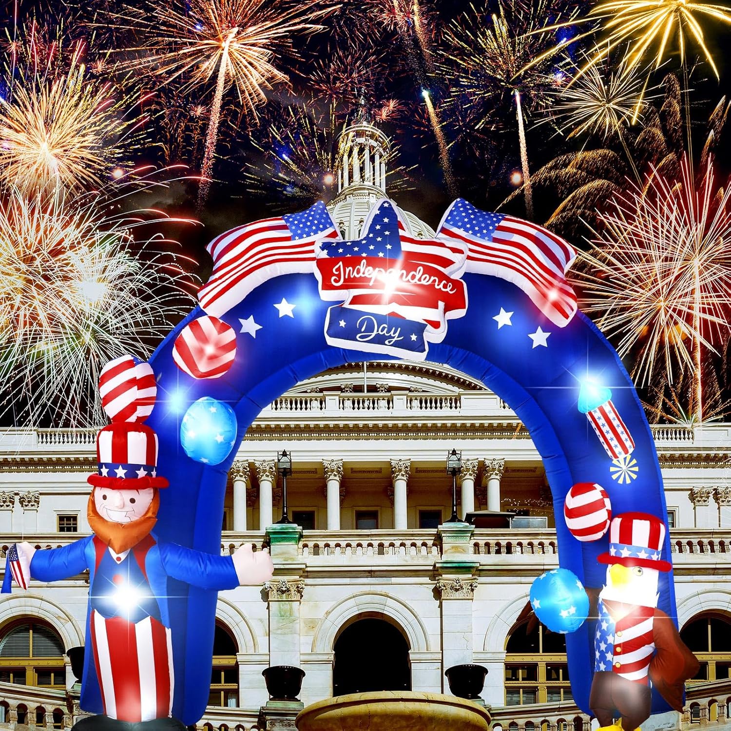 8Ft Inflatable Arch American Flag Patriotic Outdoor Decor R9411