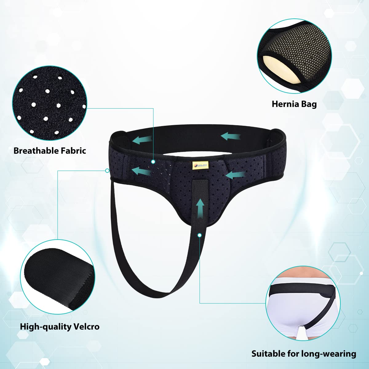 Hernia Belt with Removable Compression Pads O3587
