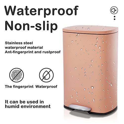 13 Gallon Brushed Stainless Steel Trash Can with Soft-close Lid T763039