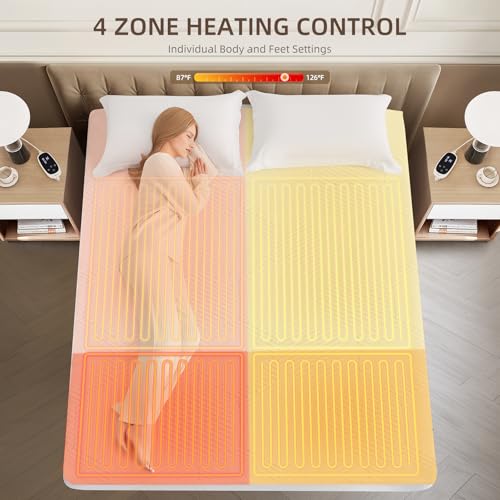 Twin XL Waterproof Heated Mattress Pad, White, 39" x 80" x 17.3" Deep Pocket X164966