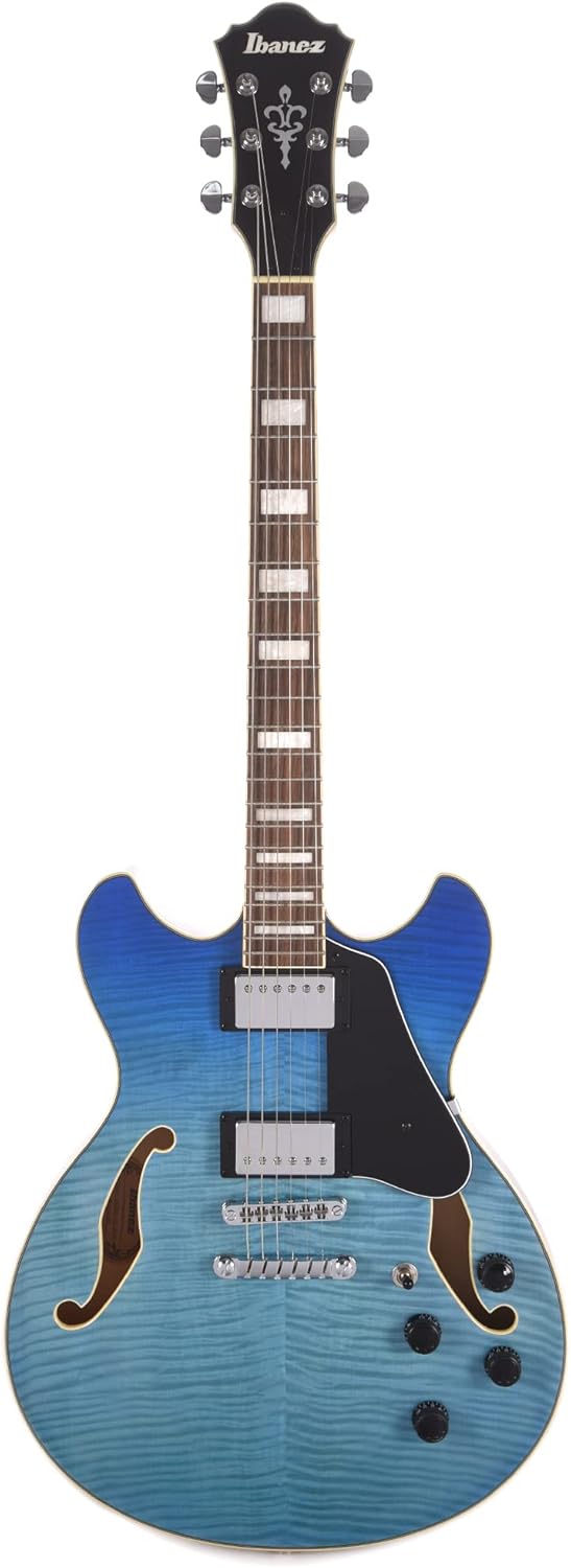 Azure Blue Gradation Semi-Hollow Body Electric Guitar U3143
