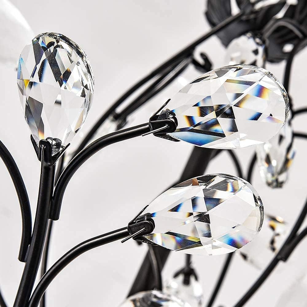 4-Light K9 Crystal Pendant Chandelier Black R2417
