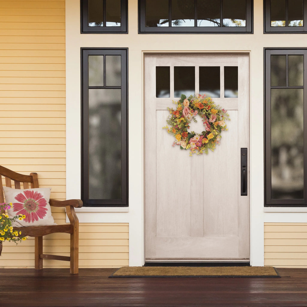 24" Artificial Rose Dogwood Daisy Floral Spring Wreath C480062