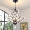 4-Light K9 Crystal Pendant Chandelier Black R2417