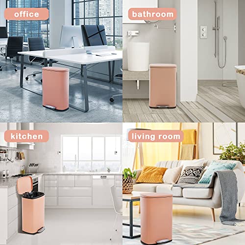 13 Gallon Brushed Stainless Steel Trash Can with Soft-close Lid T763039