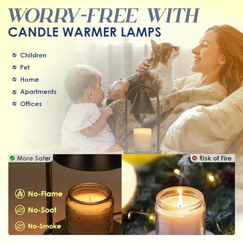 Candle Warmer Lamp with Timer, Electric Brass Candle Warmer Light, Dimmable Wax Melts Warmer R6882