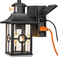 Outdoor Motion Sensor Porch Light with 2 GFCI Outlets Dusk to Dawn Wall Light Waterproof Aluminum W972050