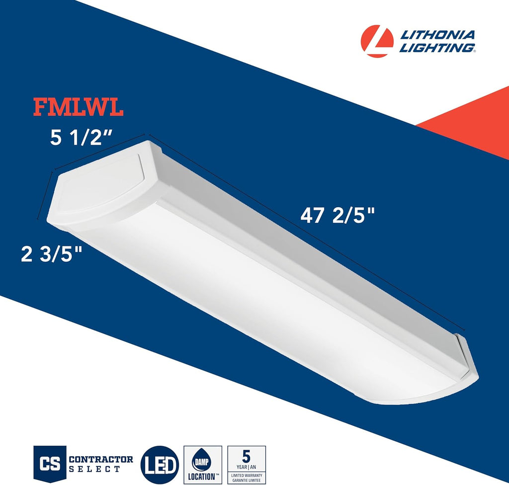 LED Flush Mount Ceiling Light, 4-Foot, 3000K-5000K Switchable Color Temperature O279359