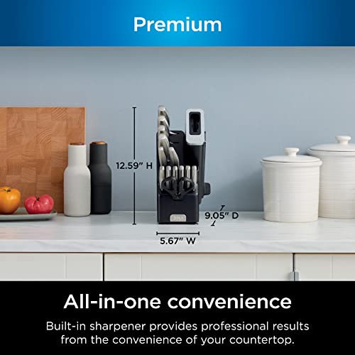 14-Piece German Stainless Steel Knife System with Built-in Sharpener, Stainless Steel/Black W720