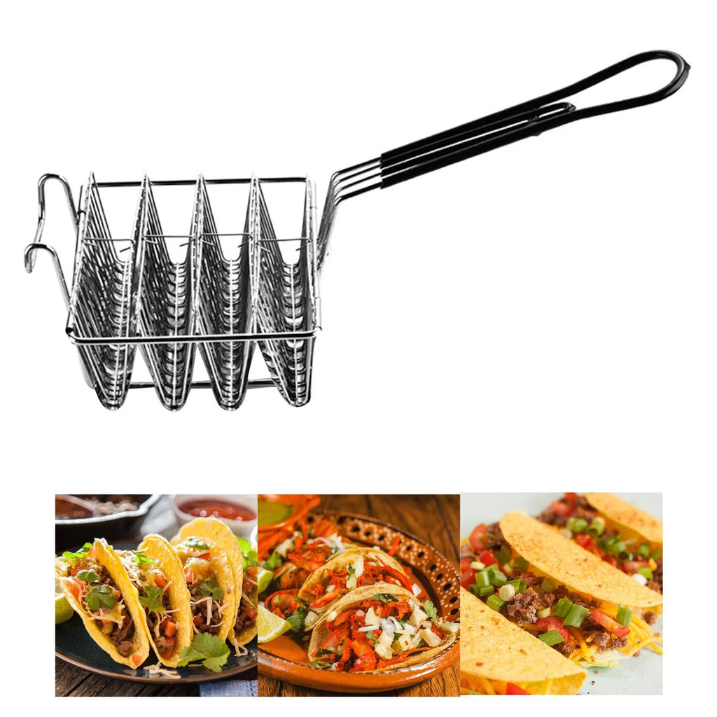 Stainless Steel Taco Fryer 4 Shells Deep Fryer Basket U308