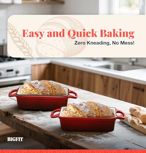 Blue Enameled Cast Iron Bread Loaf Pan with Lid 3.4QT 9x5 Inch F216555