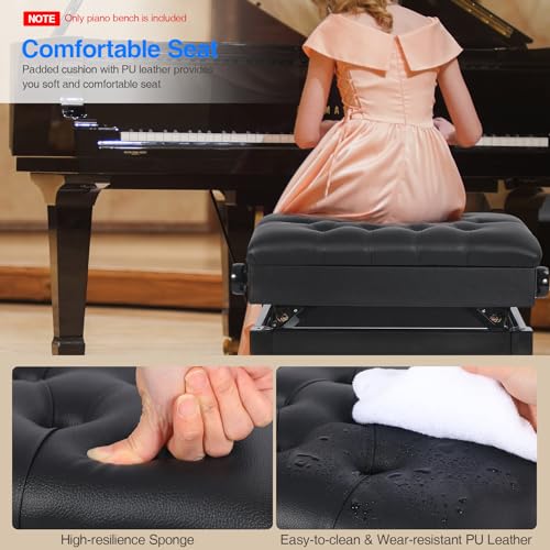 Brown Wooden Piano Bench with Storage and PU Leather Cushion G530449