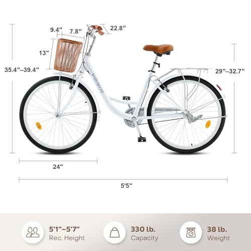 24 26 inch 1 Speed Step Through Cruiser Bike with Basket A863