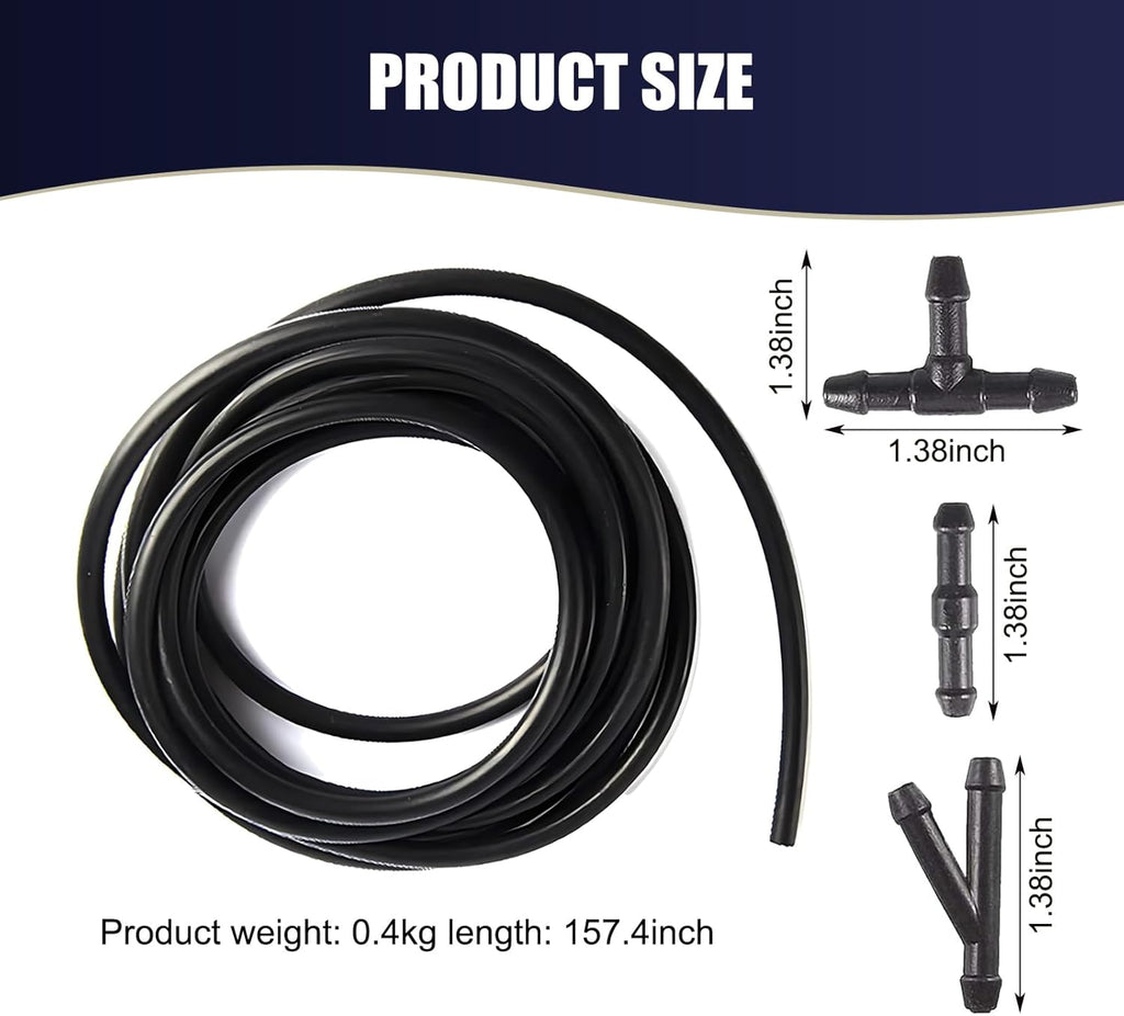 12 PCS Car Windshield Washer Hose Replacement with Hose Connectors Black O241283