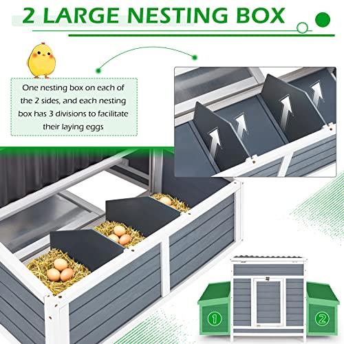 56" Large Wooden Chicken Coop with 6 Nesting Boxes F670