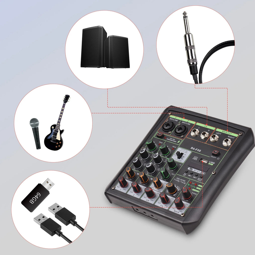 6 Channel Audio Mixer with USB N481