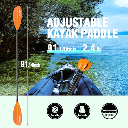 Aluminum Shaft Reinforced Fiberglass Blade Adjustable Kayak Paddle 231cm K53503