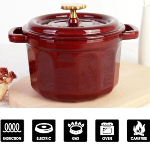 2QT Red Enamel Coated Cast Iron Dutch Oven N358