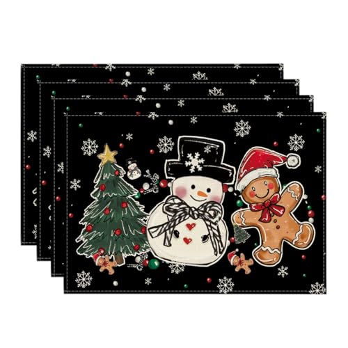 Set of 4 12x18 Inch Christmas Placemats L39290