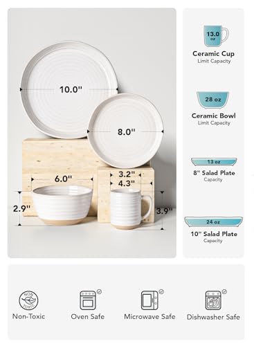 16 Piece Stoneware Dinnerware Set, Arctic White L34137