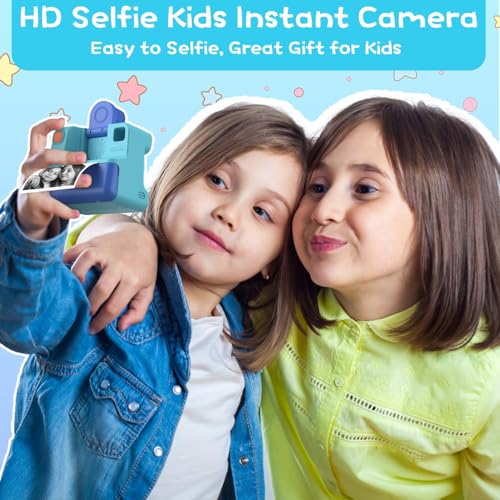 Blue FHD Selfie Digital Video Camera with 3 Rolls Print Paper & 32G Card C94480