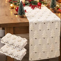 2 Pcs Beige Plush Faux Fur Table Runner 13x72 Inch E812590