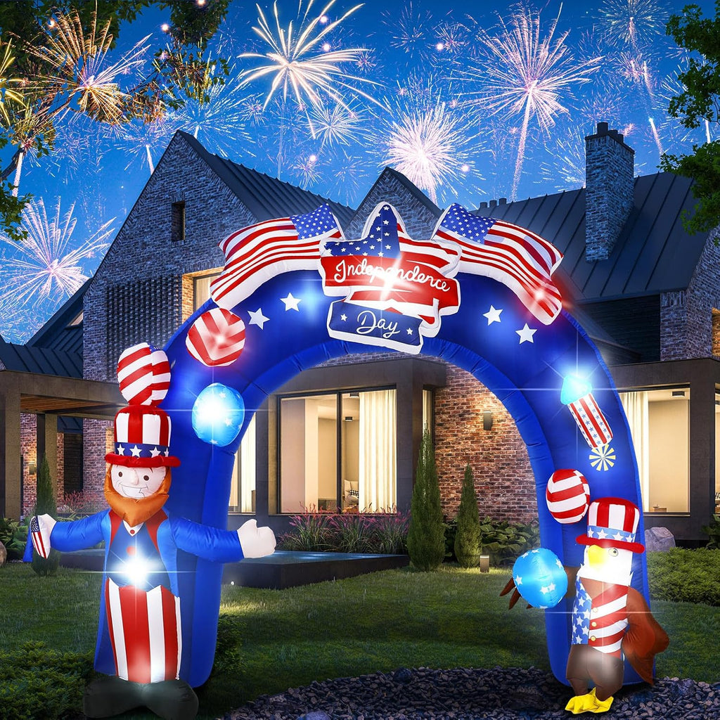 8Ft Inflatable Arch American Flag Patriotic Outdoor Decor R9411