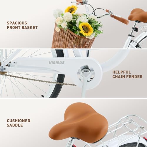 24 26 inch 1 Speed Step Through Cruiser Bike with Basket A863