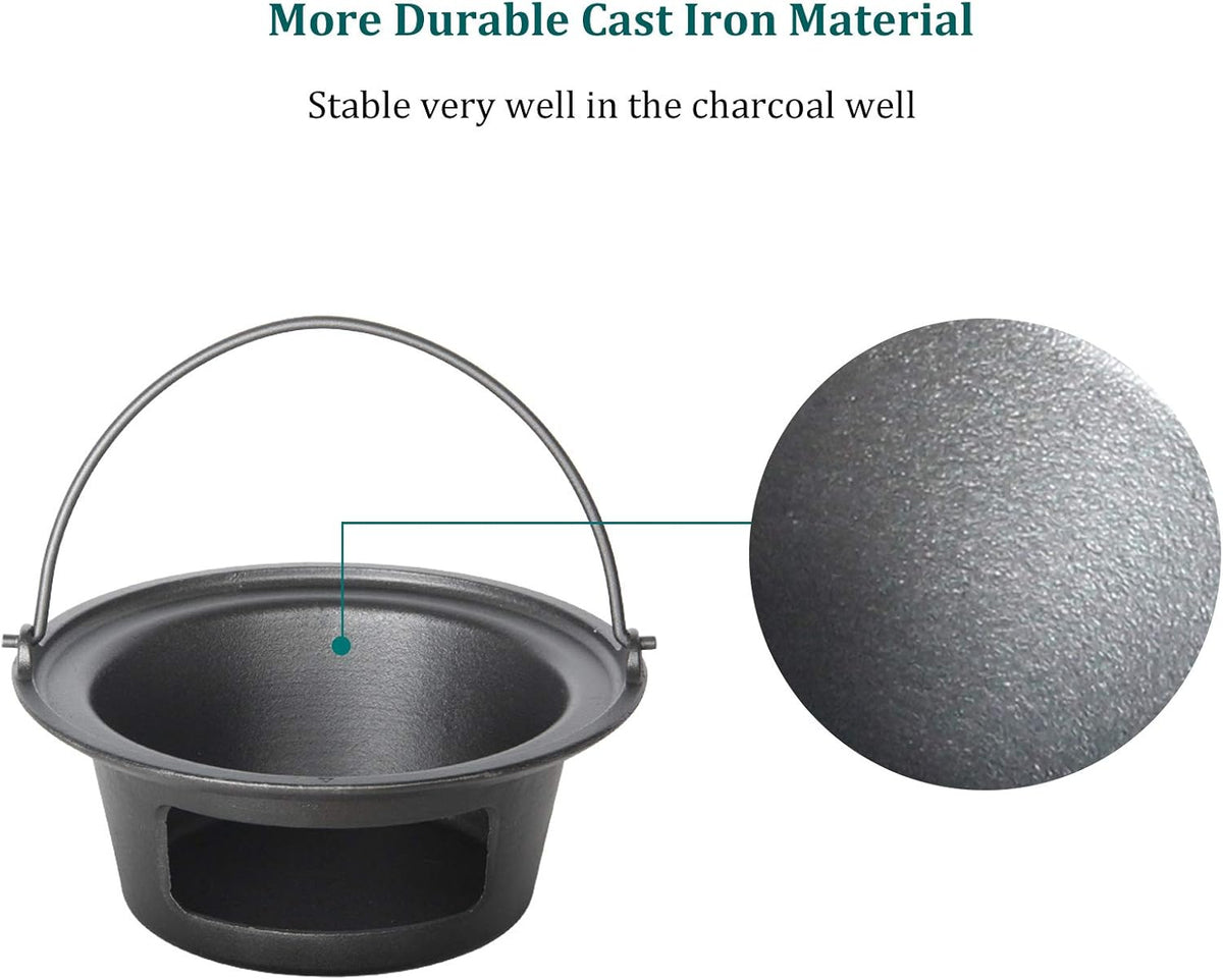 Cast Iron Ash Can with Handle Charcoal Ash Basket S2707