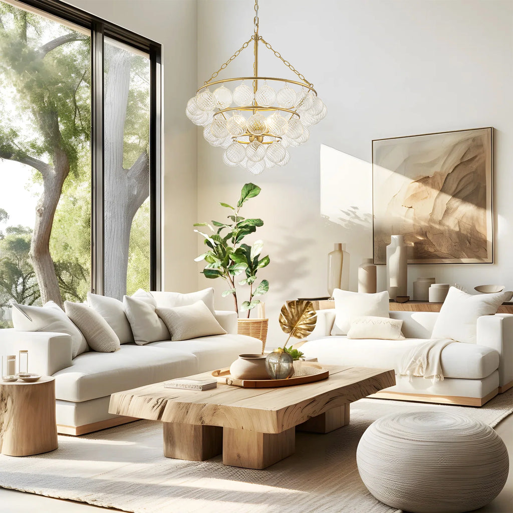 4-Light Dimmable Glass Chandelier C94136