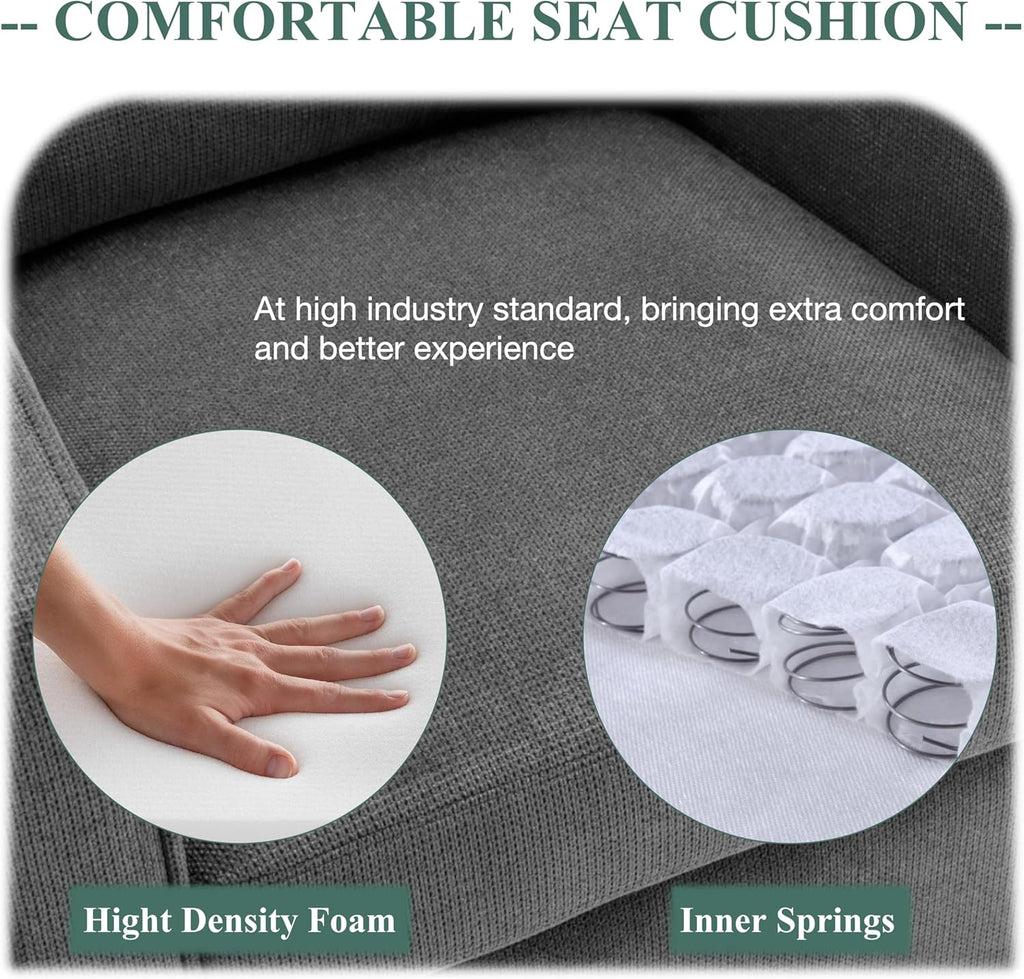 Grey Upholstered Fabric Swivel Accent Chair Set of 2 with Lumbar Pillow V104