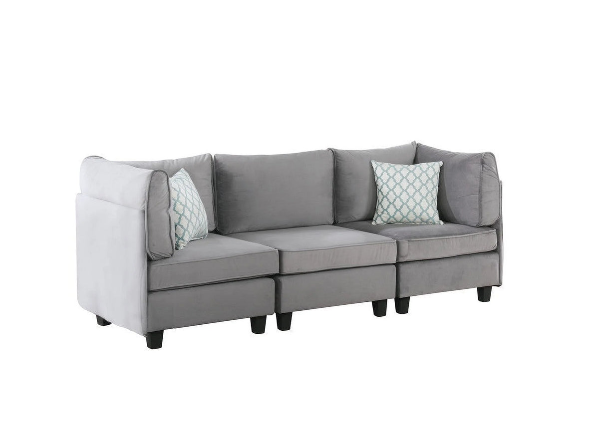 Gray Velvet 6Pc Modular Sectional Sofa T336456