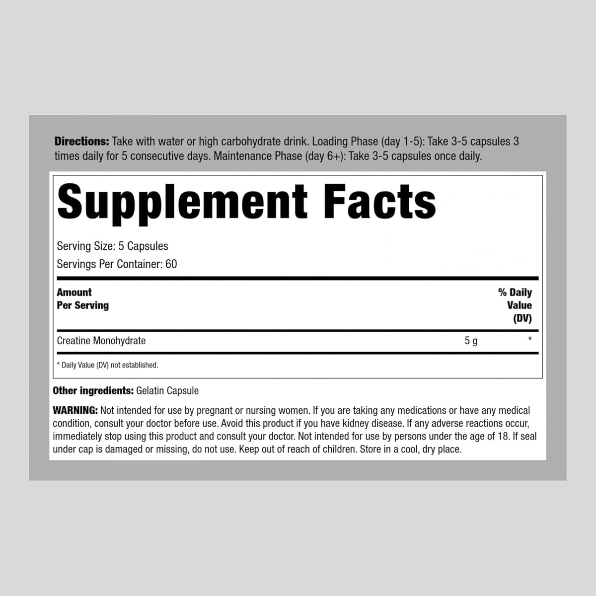 German Creatine Capsules 1000mg 300 Count Monohydrate Non-GMO Gluten Free M4966