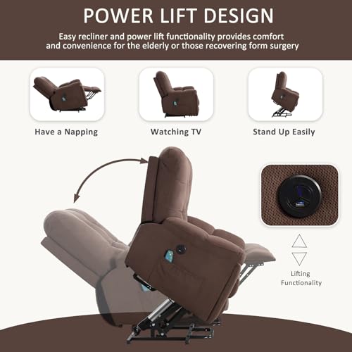 Power Lift Electric Recliner Chair with USB Charge Port and 2 Cup Holders U9157