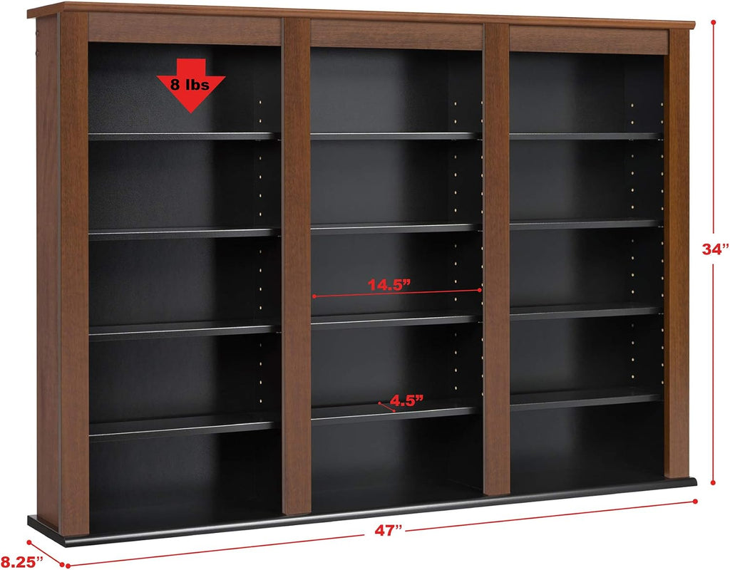 Triple Wall Mounted Storage Cabinet, Cherry and Black J6321