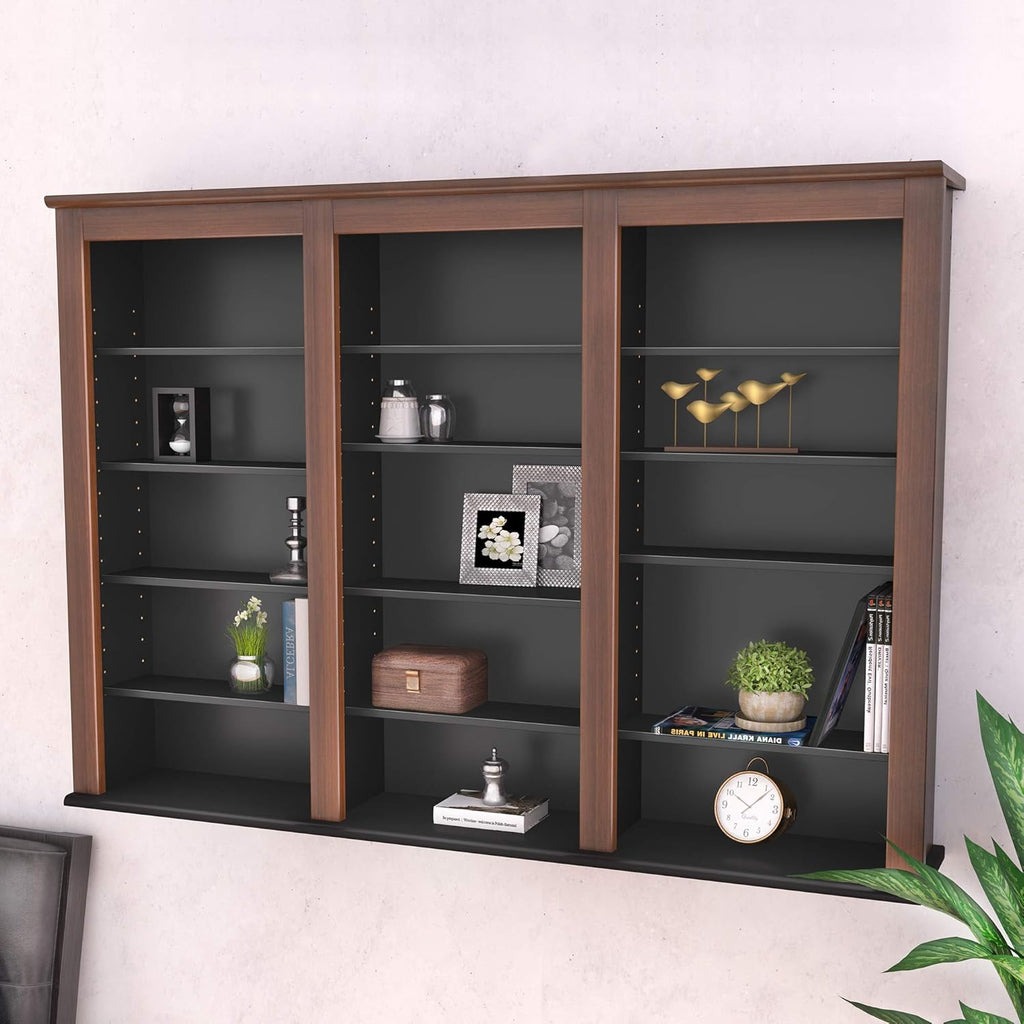 Triple Wall Mounted Storage Cabinet, Cherry and Black J6321