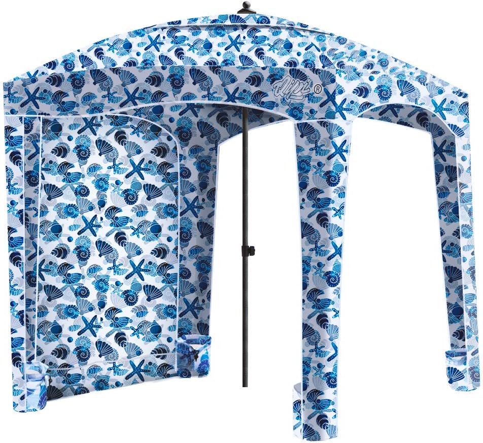 Beach Cabana Canopy, Waterproof, Portable 6' x 6' Beach Shelter with Side Wall Q284866