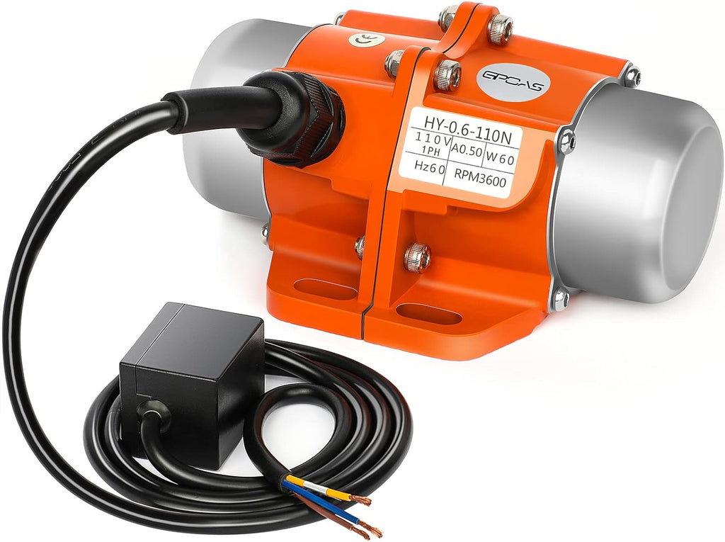 60W Concrete Vibrator Vibration Motor Single Phase AC 110V 3600RPM Aluminum Alloy Case U30667