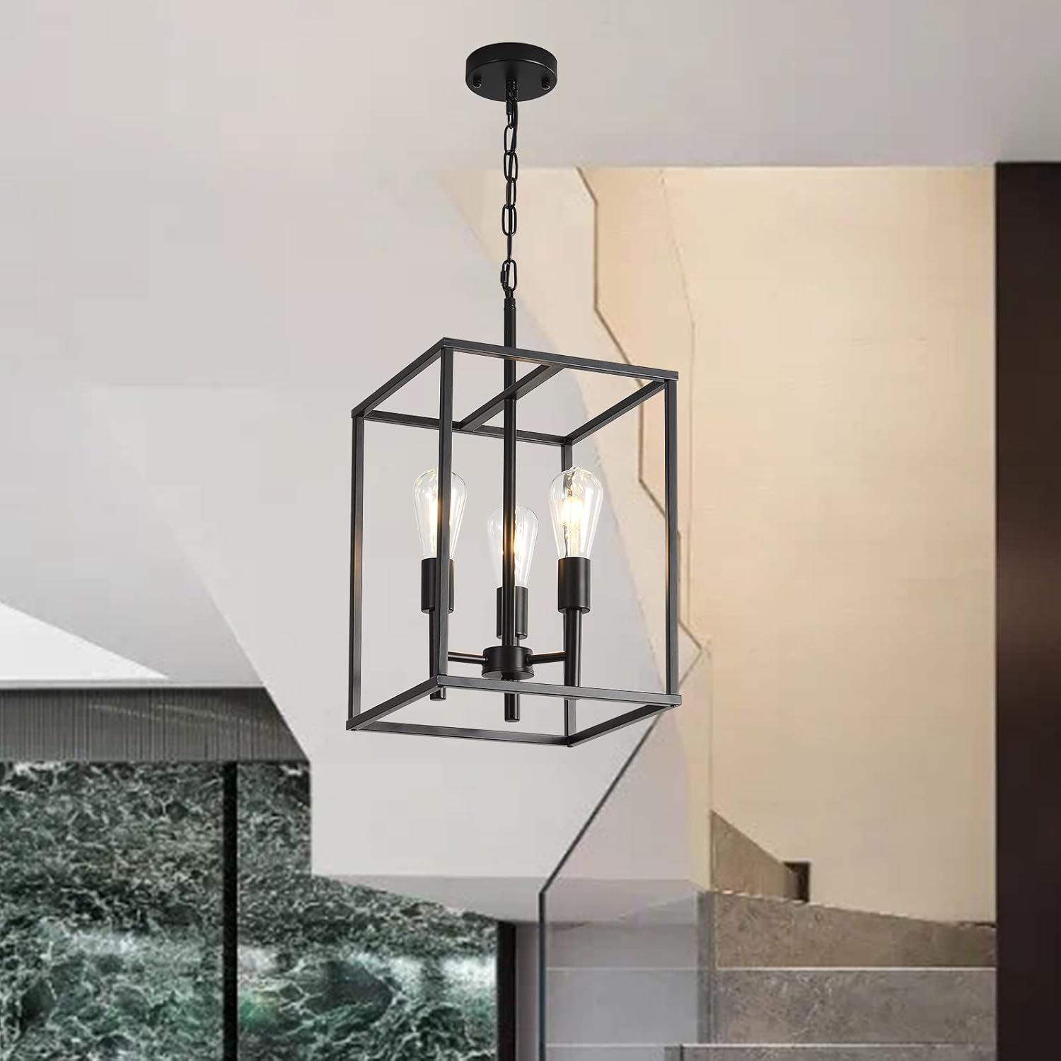 3-Light Black Farmhouse Chandelier Y339