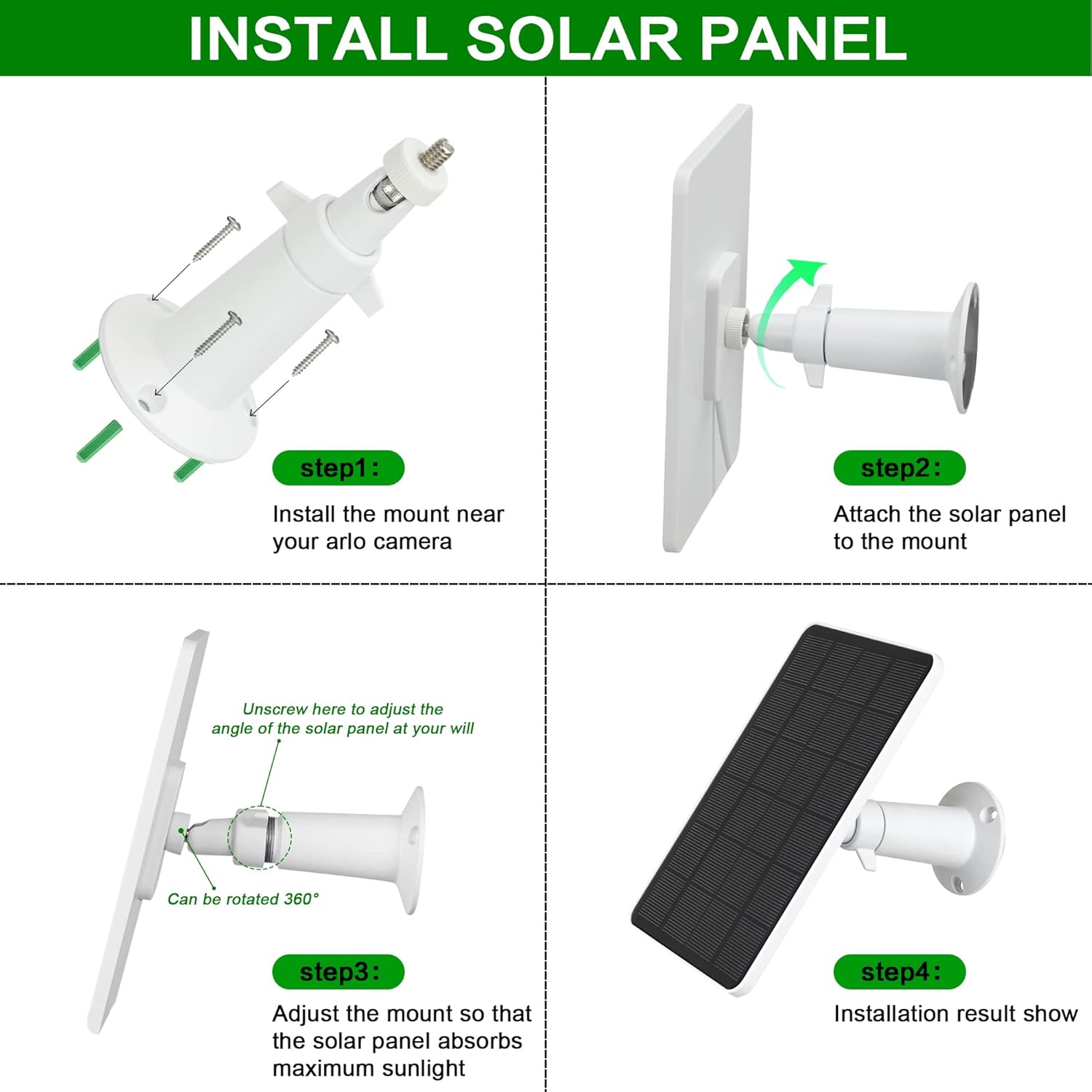 2 Pack 3.3W 5V Solar Panel with 9.8ft Weatherproof Charging Cable and Adjustable Mount F318125